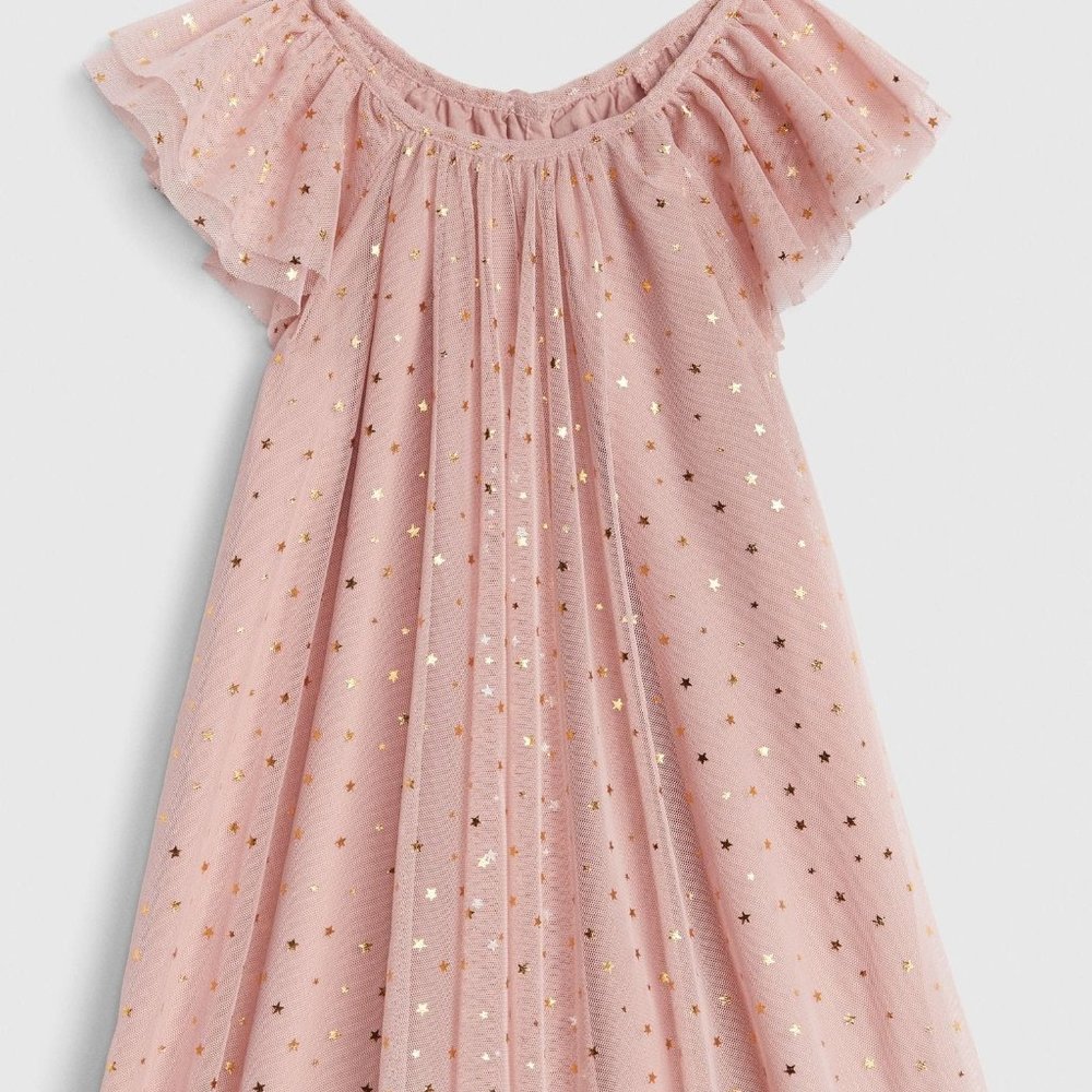 Gap Pleated Flutter Tulle Pink Dress - 4T